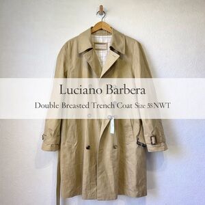 Luciano Barbera Double Breasted Trench Coat Size 58 NWT